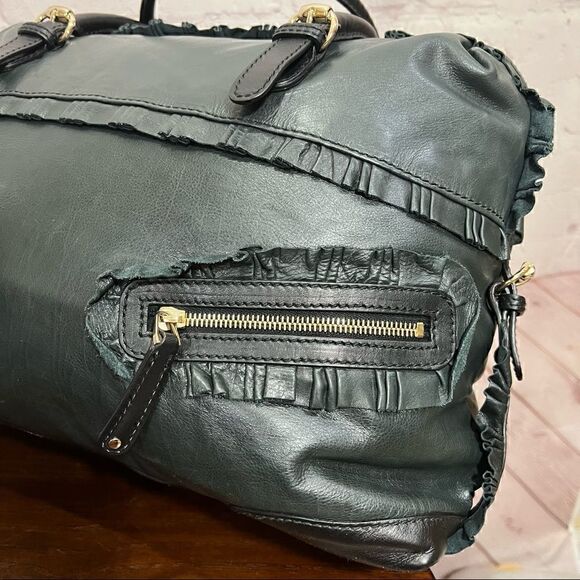 GUCCI SABRINA calfskin Leather ruffle medium sabrina boston tote black EUC - Picture 4 of 16